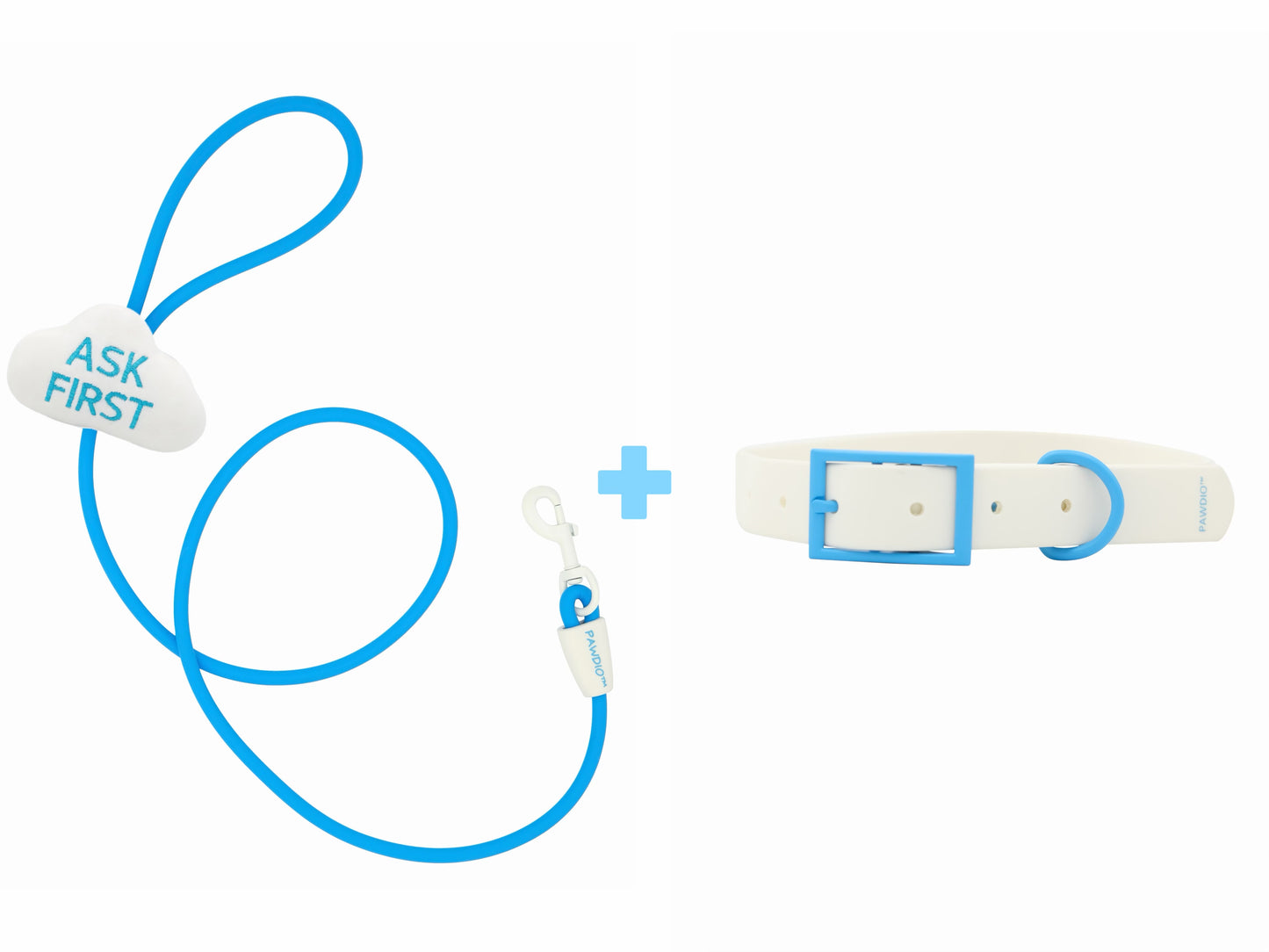 PAWDIO™ Mood-Expressing Leash + Collar Set – ASK FIRST Series (Sky Blue)
