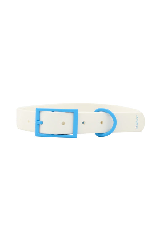 PAWDIO™ Soft Dog Collar - White with Sky Blue