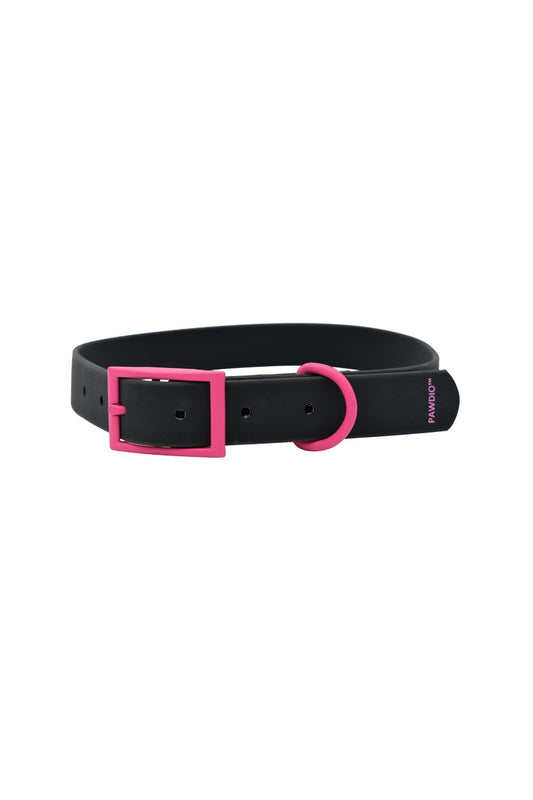 PAWDIO™ Soft Dog Collar - Black with Pink