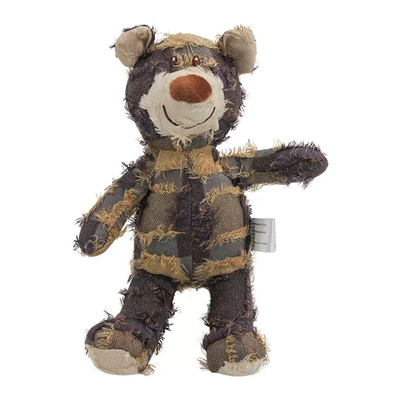 Durable Squeaky Bear Dog Toy - Cute Plush Chew Toy for Puppies & Small Dogs - Teeth Cleaning Bite Resistant Soft Fabric Safe for Aggressive Chewers Interactive Fun Gift for Pets