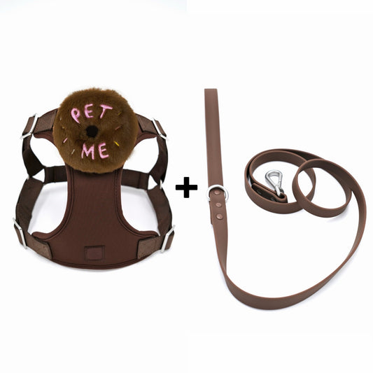 PAWDIO™ 🍩 Donut Talk Harness + Leash Set Brown Series - PET ME